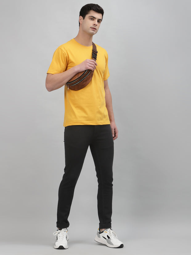 Unisex Mustard Cotton Regular Tee by Gavin Paris