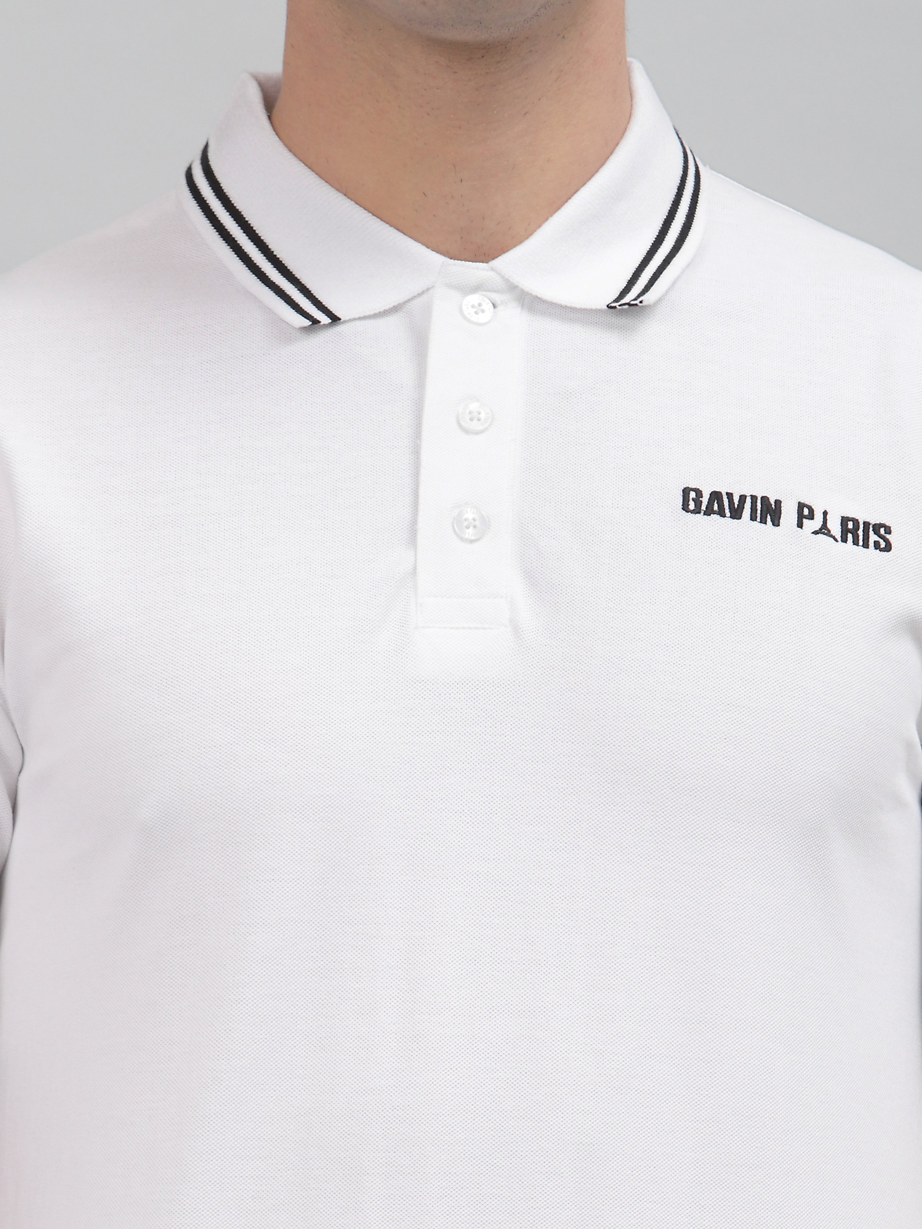 White Embroidered Pique Polo Shirt by Gavin Paris