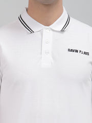 White Embroidered Pique Polo Shirt by Gavin Paris