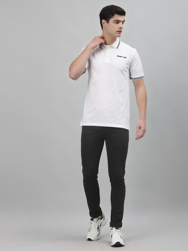 White Embroidered Pique Polo Shirt by Gavin Paris