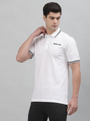 White Embroidered Pique Polo Shirt by Gavin Paris