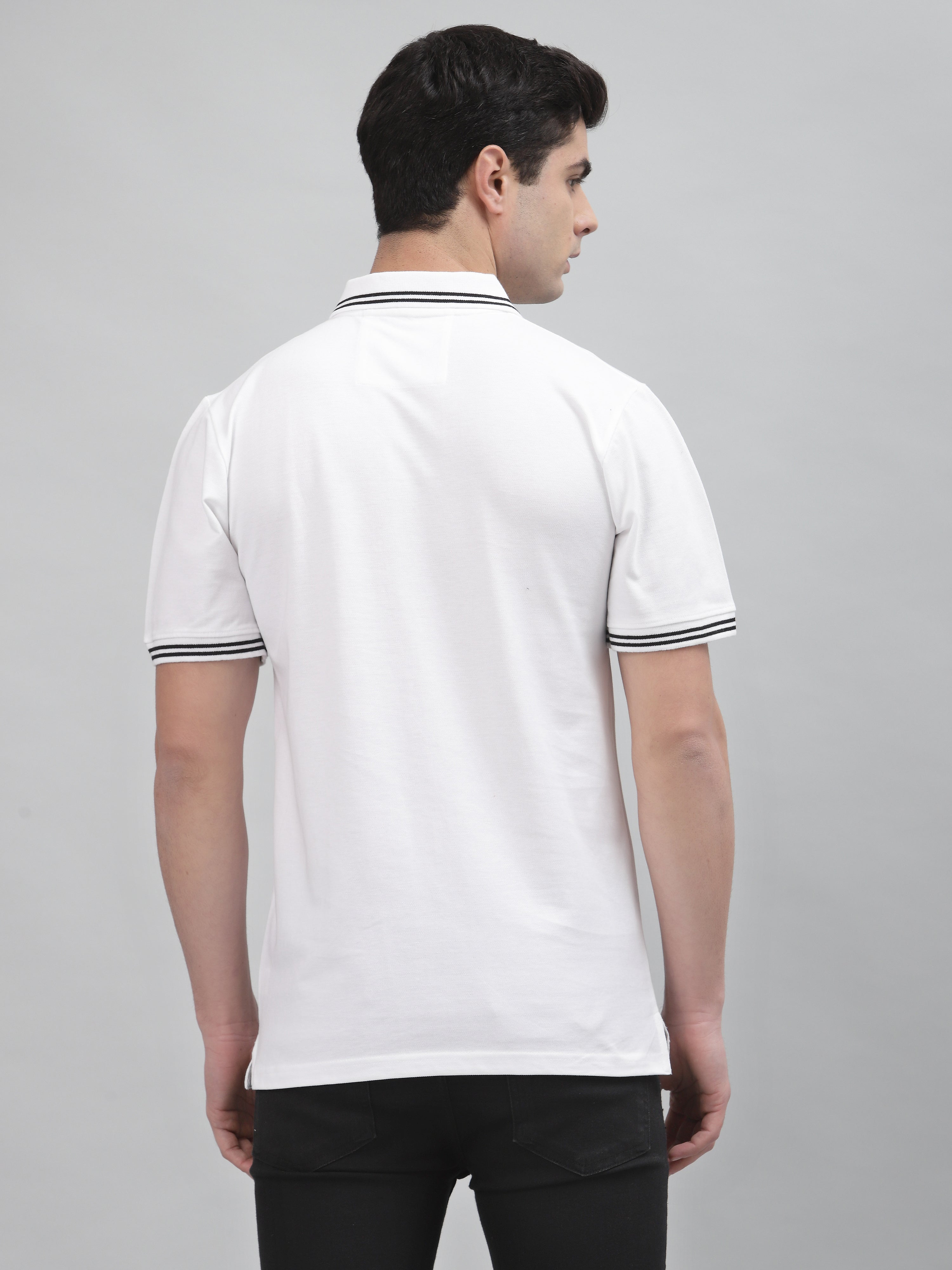 White Embroidered Pique Polo Shirt by Gavin Paris