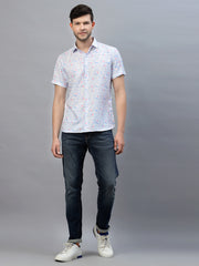 BLUE WHALE PRINT HALF SLEEVE SHIRT