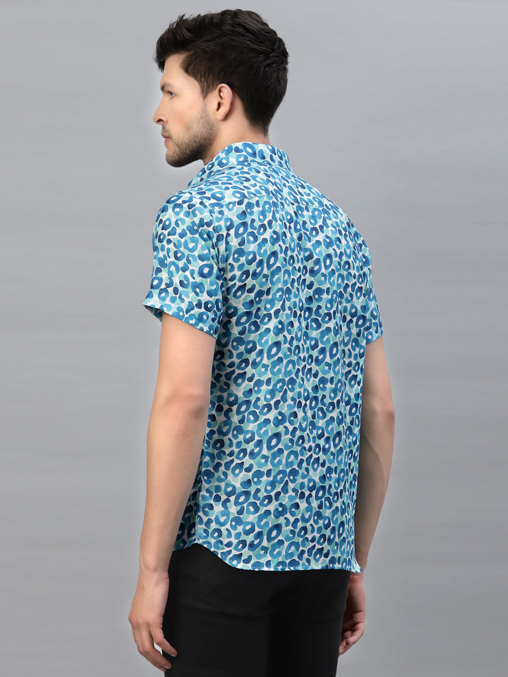 BLUE DROPLET PRINT HALF SLEEVE SHIRT