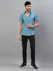 BLUE DROPLET PRINT HALF SLEEVE SHIRT