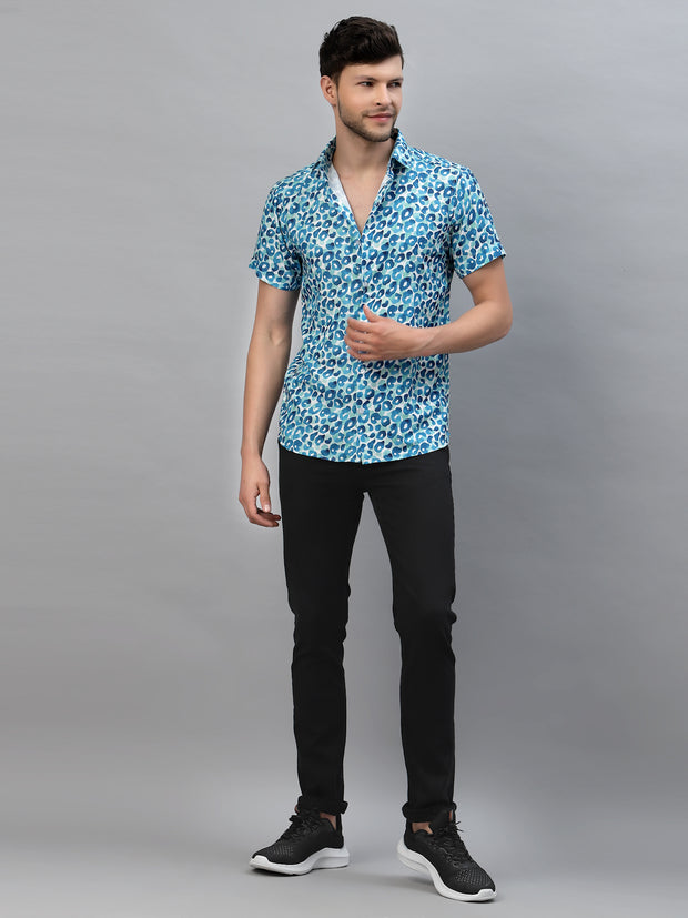 BLUE DROPLET PRINT HALF SLEEVE SHIRT