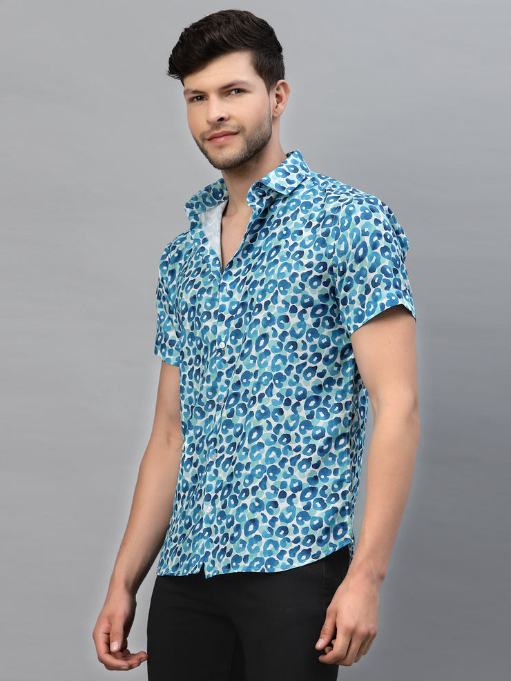 BLUE DROPLET PRINT HALF SLEEVE SHIRT