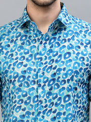 BLUE DROPLET PRINT HALF SLEEVE SHIRT