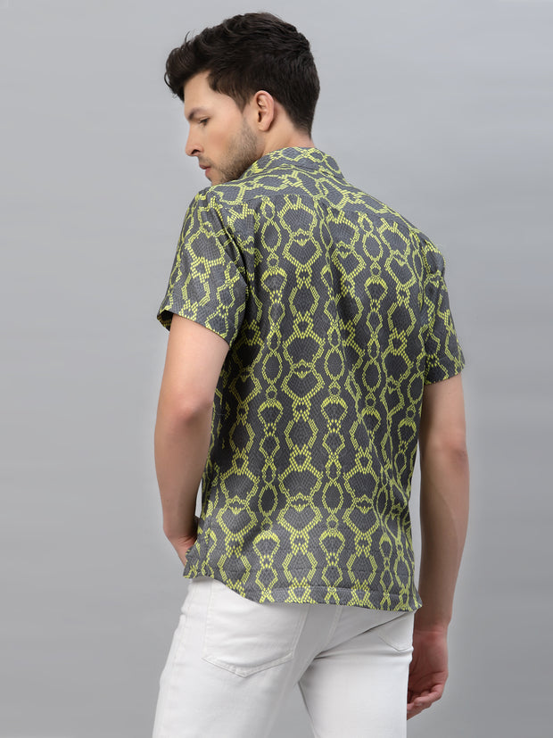 Yellow Snake Print Half Sleeve Shirt