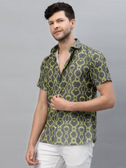 Yellow Snake Print Half Sleeve Shirt