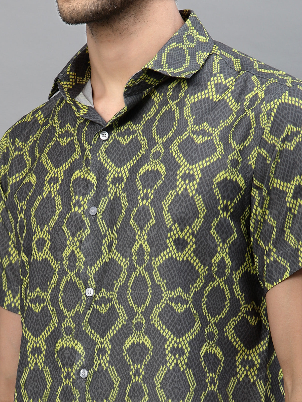 Yellow Snake Print Half Sleeve Shirt By Gavin Paris