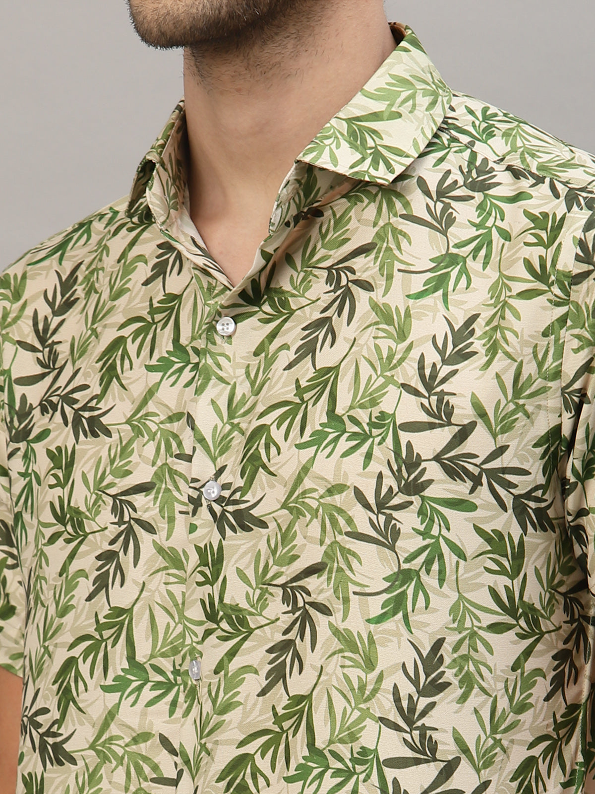 Green Leaves Half sleeve Shirt By Gavin Paris