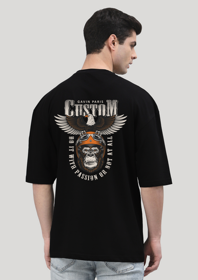 Custom Eagle Back Oversized Black Tee by Gavin Paris