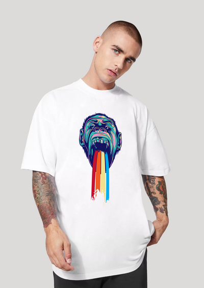 Rainbow Monkey Front Print Overtees by Gavin Paris